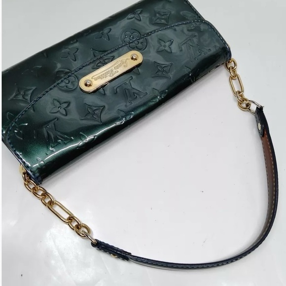 Auth Louis Vuitton Green Monogram Vernis Subset Boulevard Clutch Pouchette WOC - Picture 2 of 16